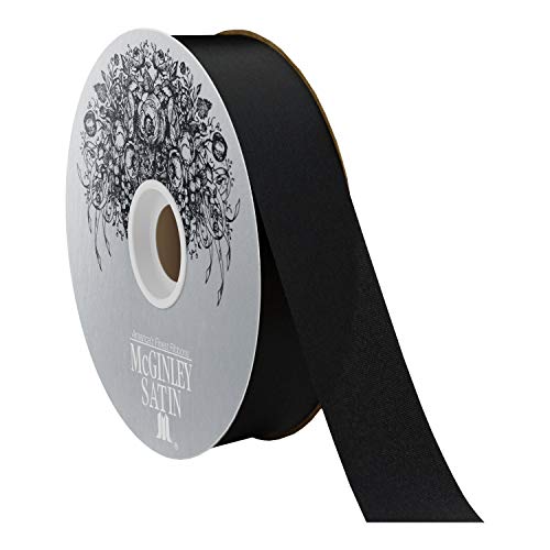 burton + BURTON McGinley Mills 1.3" W Acetate Satin Ribbon, Black, 100 Yard Spool