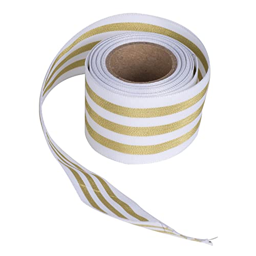 A&B Home 2" Gold Stripe Ribbon Contemporary/Gold