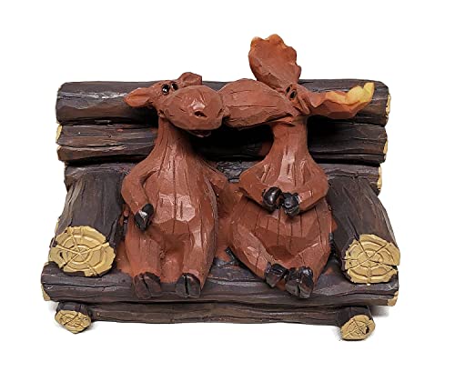 Lipco Moose Couple on Log Bench Figurine