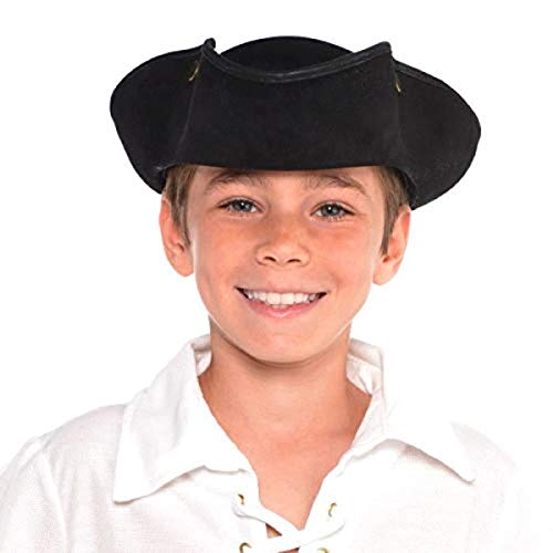 Amscan 847972 Deluxe Tricorn Hat, Pirate Costume Accessory, Standard Child Size