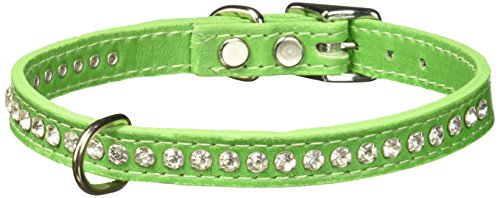 OmniPet 6087-KW16 Signature Leather Crystal and Leather Dog Collar, 16", Kiwi
