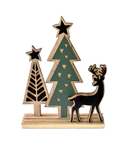 Ganz MX180831 Laser Cut Tree with Deer Scene Mantel Scape, 8-inch Height, Plywood