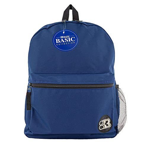 BAZIC School Backpack 16" Navy Blue, Lightweight School Bag for Students Kids Girls Boys Travel, Fit 13 inch Laptop Notebook, 1-Pack