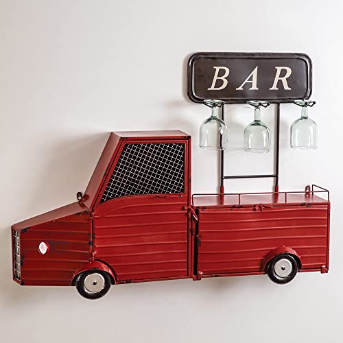 CTW 580033 Hanging Truck Wine Bar, 38-inch Width, Red