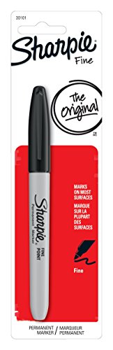 Pens Sharpie 30101 Fine Point Permanent Marker, Marks On Paper and Plastic, Resist Fading and Water, AP Certified, Black Color, Pack of 1