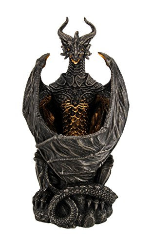 Unicorn Studio Resin Statues Guardian Of The Light Armored Dragon Led Night Light Statue 10 Inch 5 X 9.5 X 4.25 Inches Bronze