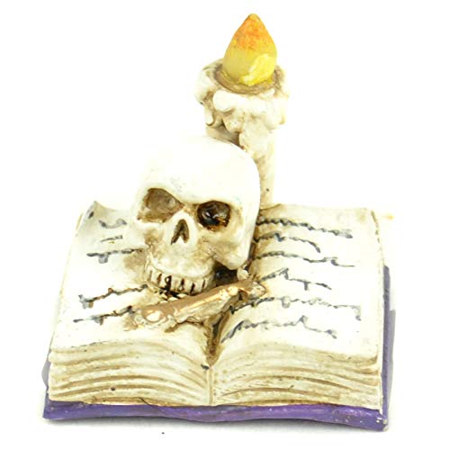 Midwest Design Imports Open Book with Candle & Skull, 1", White