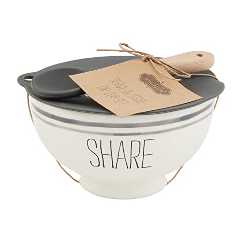 Mud Pie Bistro Bowl and Silicone Lid Set,, 5" dia,Share