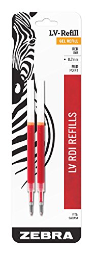 Zebra Pen Sarasa RDI LV-Refill, Medium Point, 0.7mm, Red Ink, 2-Count