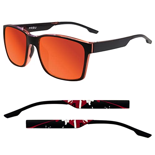 PREU Polarized Sunglasses for Men Women, Square Sunglasses for Fishing Driving, Retro Sun Glasses UV Protection