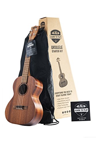 Official Kala Learn to Play Ukulele Tenor Starter Kit, Satin Mahogany ‚Äö√Ñ√¨ Includes online lessons, tuner app, and booklet (KALA-LTP-T)