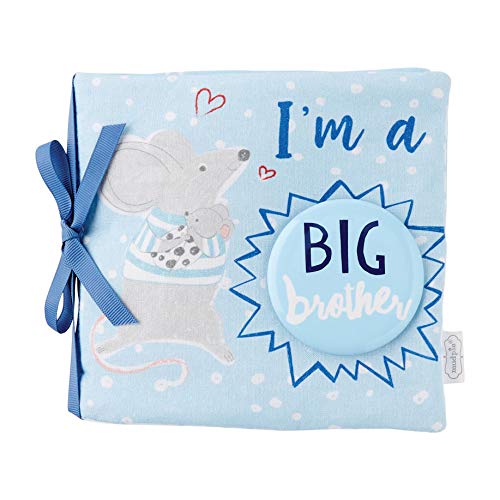 Mud Pie Big Brother Book & Pin Set, 6" x 6",Blue Brother/Pink Sister