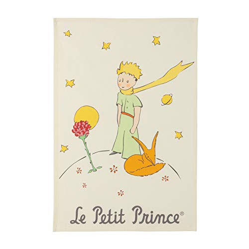 Coucke French Cotton Digitally Printed Tea Towel, The Little Prince,The Flower and The Fox, 20-Inches by 30-Inches, Multi-Colored, 100% Cotton