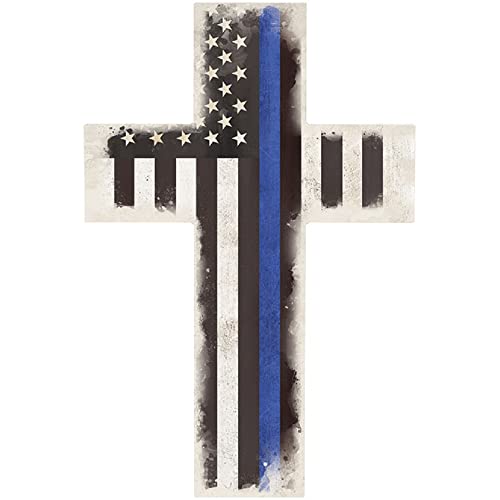 Carson Home 14391 Thin Blue Line Wall Cross, 14-inch Height