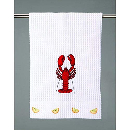 Peking Handicraft 04TA465WC Lobster Waffle Weave Kitchen Towel, 25-inch Length, Cotton