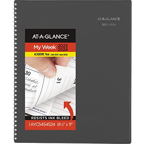 ACCO (School) AT-A-GLANCE 2023-2024 Planner, Weekly & Monthly Academic, 8-1/2" x 11", Large, DayMinder, Charcoal (AYC54545)