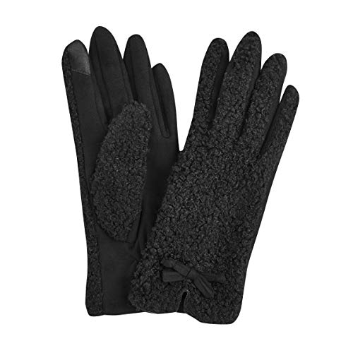 Mud Pie Womens Sherpa Glove, Black, Polyester