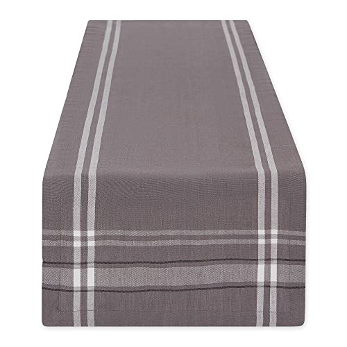 DII Design Kitchen Essentials Everyday French Stripe Tabletop Collection, Table Runner, 14x72, Gray Chambray