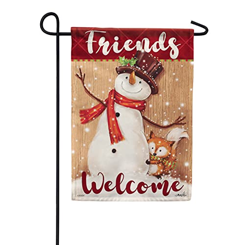 Carson Home Accents Snowman and Fox DuraSoft Garden Flag, 12-inch Width, Fabric