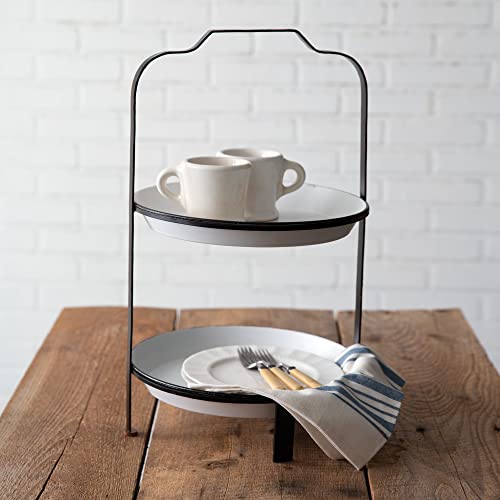CTW Home Collection 370774 Two-Tier White and Black Metal Tray, 20-inch Height