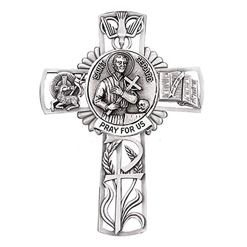 Christian Brands Pewter Catholic Saint St Gerard Pray for Us Wall Cross, 5 Inch