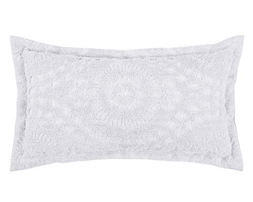 Better Trends Rio Collection is super soft and light weight in Floral Design 100 Percent Cotton Tufted Unique Luxurious Machine Washable Tumble Dry, King Sham, White