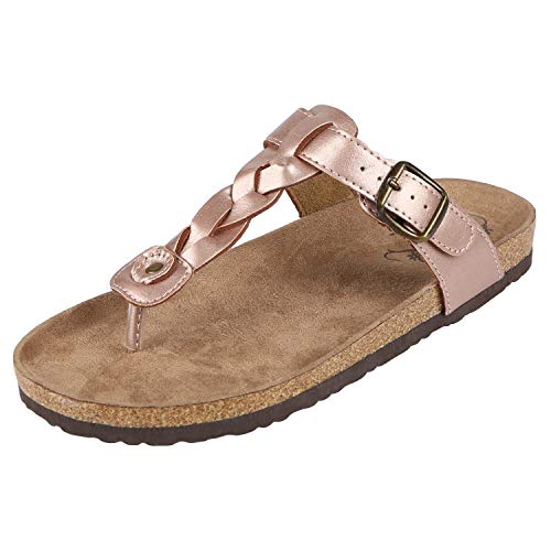 Northside USA Women's Dina Open Toe Cork Sandal Slide, Rose Gold, 8