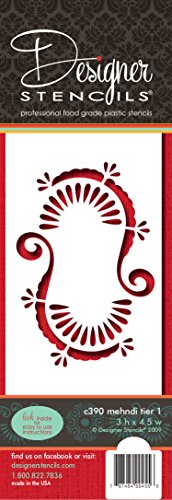 Designer Stencils Mehndi Cake Tier 1 Cake Stencil, Beige/semi-transparent