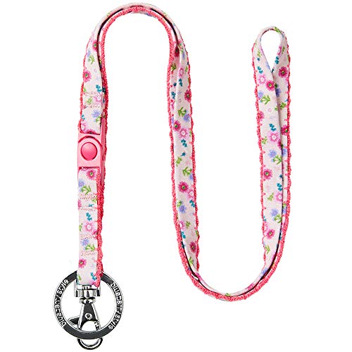 Blueberry Pet Blueberry Style 4 Patterns Floral Power Cosmos Designer Pink Women Fashion Breakaway Lanyard Keychain for Keys/ID Card/Badge Holder, 1/2" Wide