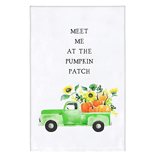 Creative Brands Heartfelt Collection-100% Cotton Tea Towel, 30-Inches Square, Pumpkin Patch