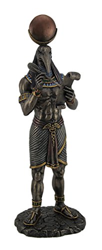 Unicorn Studio Resin Statues Thoth Egyptian God Of Writing And Wisdom With Papyrus Statue 3.75 X 11 X 3 Inches Bronze