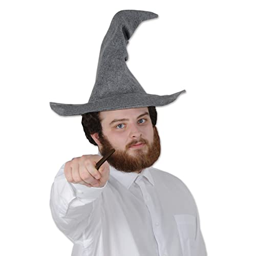 Beistle 60348 Felt Wizard hat, One Size Fits Most, Gray, 1 Piece Pack