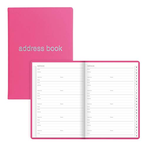 Rediform Letts Dazzle A5 Address Book, White Paper, 192 Pages, 8.25 x 5.75 x 0.375 Inches, Pink (B090047)