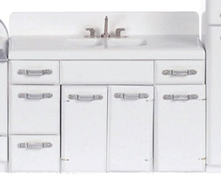 Aztec Imports Dollhouse Miniature 1950's Double Sink, White #T5014