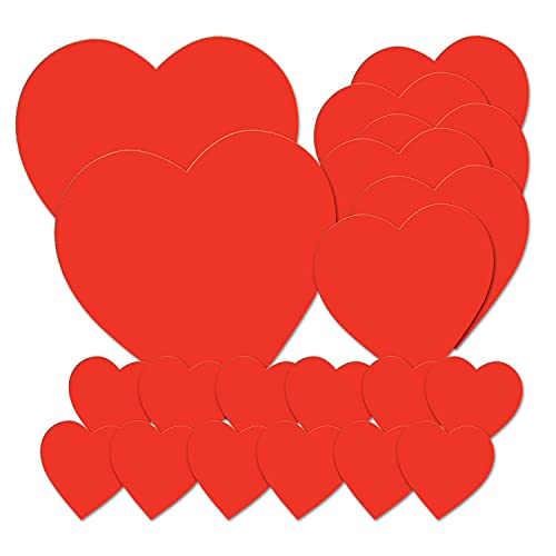 Beistle Printed Cardstock Paper Heart Cut Outs 20 Piece Valentine's Day Decorations, 4", 8.5", 12", Red