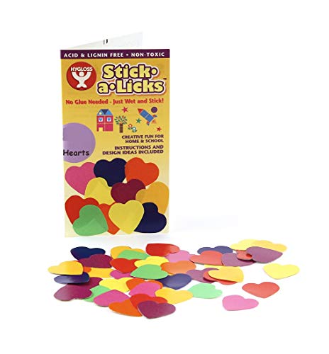 Hygloss Products Stick-A-Licks for Arts & Crafts-Classroom Activities-Fun for Kids-Heart Shapes-1.5 Inches-225 Pcs, Asst&