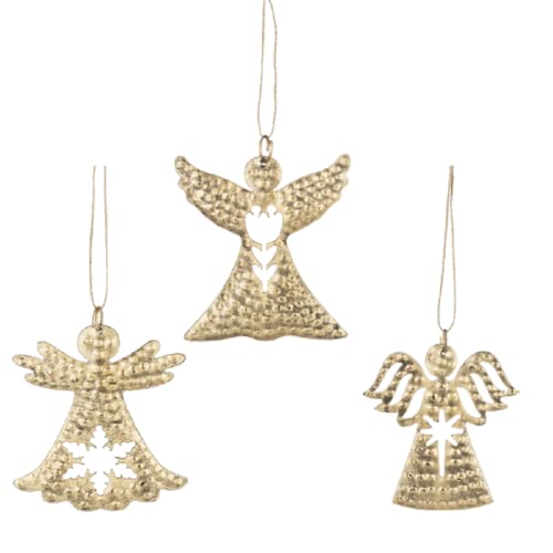 Ganz MX183490 Cut-Out Angel Ornaments, 8.5-inch Height, Metal, Set of 3