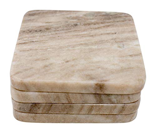 Boston Warehouse Brown Galaxy Marble Rounded Edge Square Coasters Set of 4