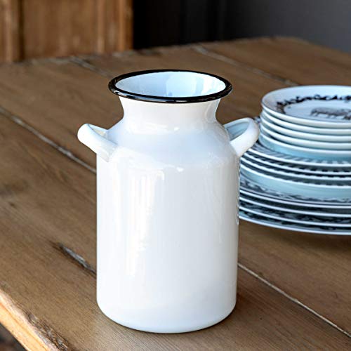 Park Hill Collection EAW90040 Farmhouse Enamelware Milk Can Vase, 7-inch High