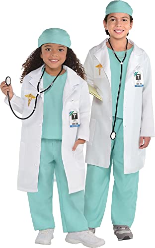 Amscan Unisex Doctor Halloween Costume for Kids, 3-4T, Includes Coat, Shirt, Pants, Hat, Stethoscope and Badge
