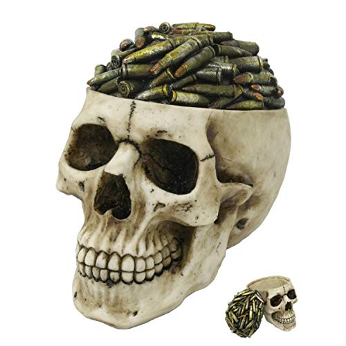 Pacific Trading Giftware Bullets Top Skull Box Container Home Tabletop Decorative Resin Figurine