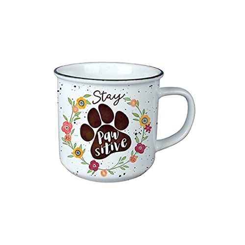 Carson Home, Decorative Vintage Mug for Coffee Latte Tea Hot Cocoa, Ideal Gift, Microwave and Dishwasher Safe, Pawsitive Vintage Mug 13oz