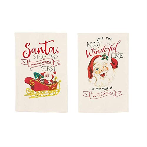 Mud Pie Here Christmas Towel,‎26" x 16 1/2", South Carolina Santa Stop
