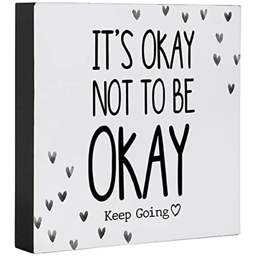 Carson Home 24941 Keep Going Collection Not Be Okay Square Sitter with Tag, 6-inch Height