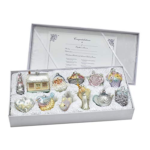 Kurt Adler Noble Gems Bride's Glass Tree Box Set of 12
