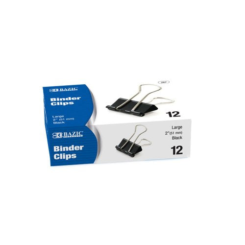 BAZIC Large 2-Inch (51mm) Black Binder Clip