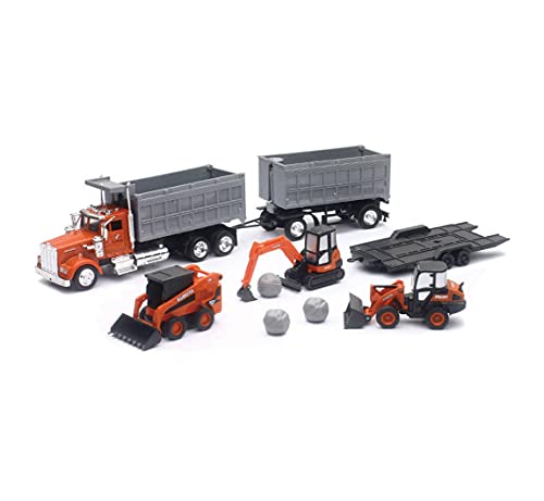 New Ray Toys Kubota Construction Vehicle with 1:43 Kenwood Dump Truck Set