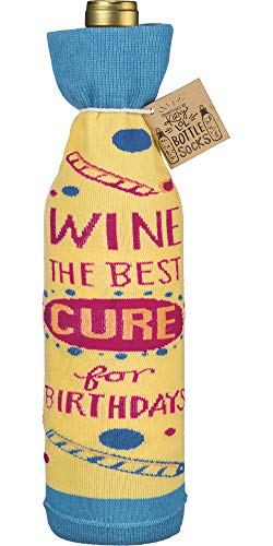 Primitives by Kathy - Bottle Sock - Wine Bag - Wine the Best Cure for Birthdays