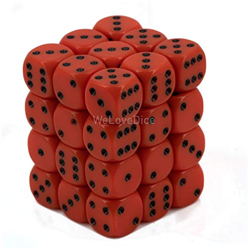 Chessex Opaque 12mm d6 Orange w/ Black Dice Block - Set of 36