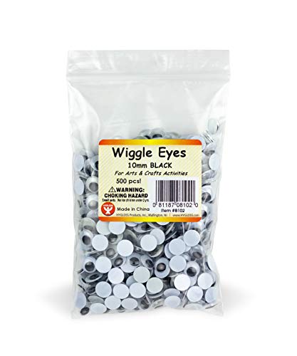 Hygloss Products Plastic Eyeball Googly Eyes - Great for Arts & Crafts - Non-Adhesive - Paste-On - Black - Size 10mm - Classroom Economy Pack - 500 Pcs